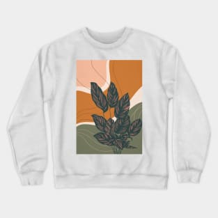 Mid Century Modern Plant Art, Abstract Botanical Illustration Crewneck Sweatshirt